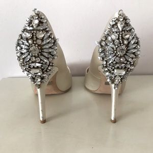 Badgley Mischka white/cream rhinestone high heels